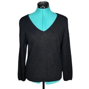 Charter Club Black Cashmere V Neck Pullover Luxury Sweater - L